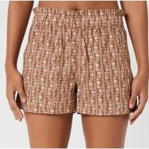 NEW Brixton Women’s Size XL Balboa Linen Blend Brown Shorts In Bison
